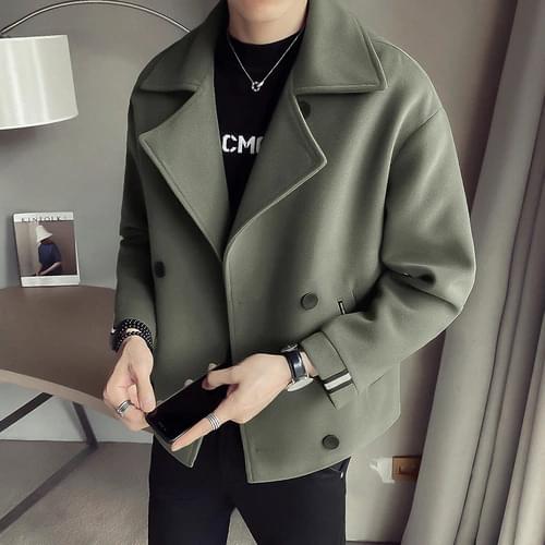 Winter Wool Jacket Men High-quality Solid Wool Coat Men Casual Loose Short Wool Coat for Men Trench Coat