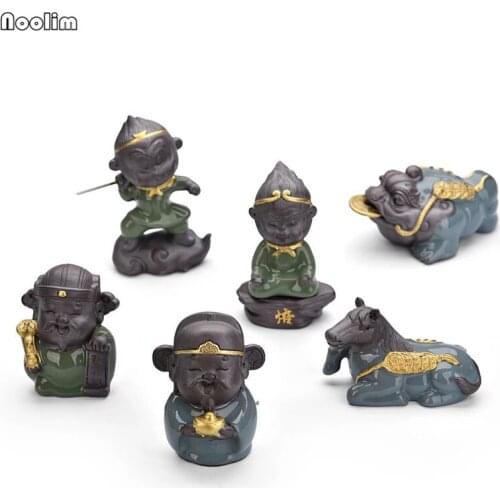 NOOLIM Purple Clay Monkey King Toad Horse Tea Pet Teahouse Ornaments Ceramic Creative Home Decoration Kung Fu Small Figurines