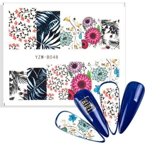 2021 New Arrival 3D Nail Sticker Bloming Peony Flower Leaf Series Designs Nail Art Decorations Foil Manicure Stickers for Nails