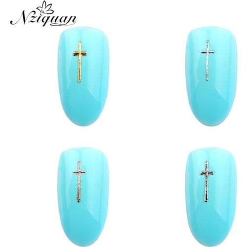 NZIQUAN50PCS Cross Multicolor Nail Decoration Sticker Glamour Metal Nail Decoration Nail Art DIY Nail Decoration