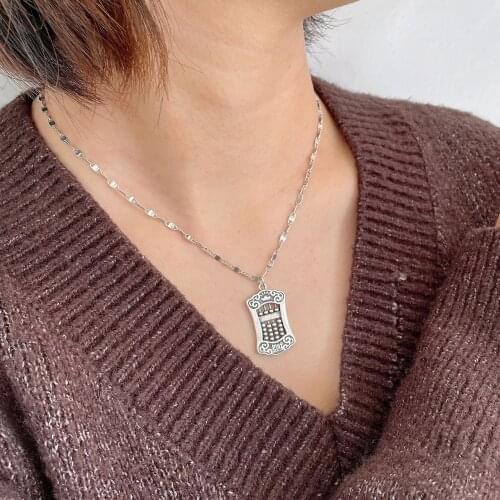 925 Sterling Silver Necklace Retro Lucky Abacus Bead Pendant Simple Wild Couple Pendant Handmade Clavicle Chain luxury jewelry