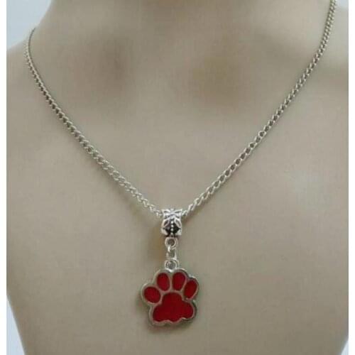 1PCS Tone Mixed Color Dog & cat / dog paw charm Pendant necklace sweater chain suitable necklace For Women & Men Gift