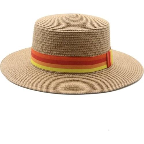 Sun hats men women flat top wide brim band casual outdoor beach straw women hats summer spring white black formal dress sun hats