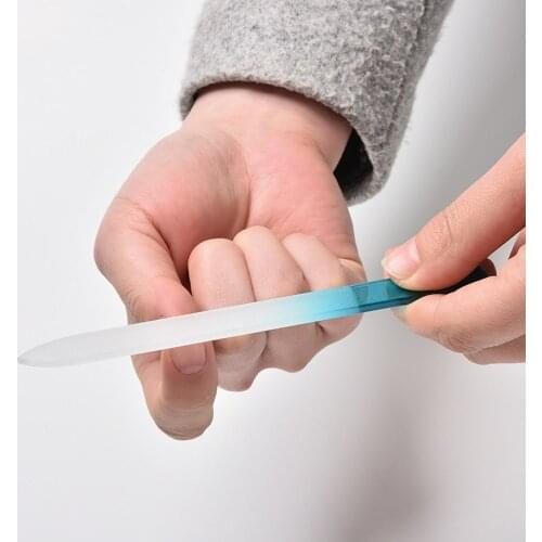 New 1pc Durable Crystal Glass Nail Art Buffer Files Pro Women Girls Ladies File Colors Random Manicure Device Tool