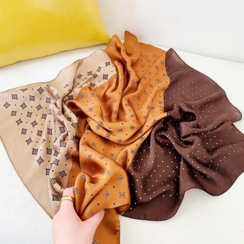 70*70cm Small Kerchief Small Shawls Silk Satin Neck Scarf For Women Bandana Head Scarfs Female Sqaure Cute Headband Scarves Lady