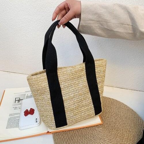 New Summer Straw Bag Large Capacity Woven Shoulder Bag Rattan Handmade Beach Bag Simple Vacation Totes Bag Travel Lady Pouch sac