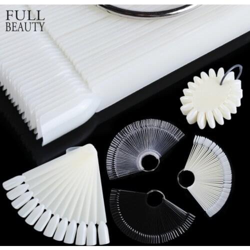 Fake Nails False Acrylic Display Natural Clear Fan Board Nail Art Varnish Polish Tips Practice Card Manicure Palette CH386-1