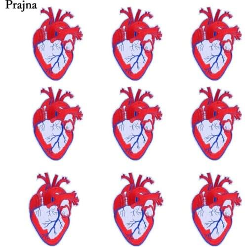 Prajna Hippie Heart Sewing Patches Red Organ Biker Badges Cheap 10PCS Set Patch For Clothing Ornament Handicrafts Appliques DIY