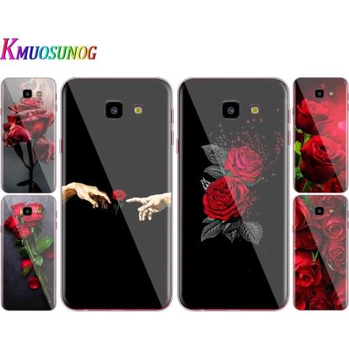 Transparent Cover Beautiful Red Roses For Samsung Galaxy J8 J7 J6 J5 J4 J3 J2 Duo Prime Plus Core 2018 Phone Case