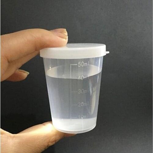 Clear Plastic Measuring Cup with Lid for Laboratory Kitchen Baking Liquid Measuring Tool 500pcs 50mL
