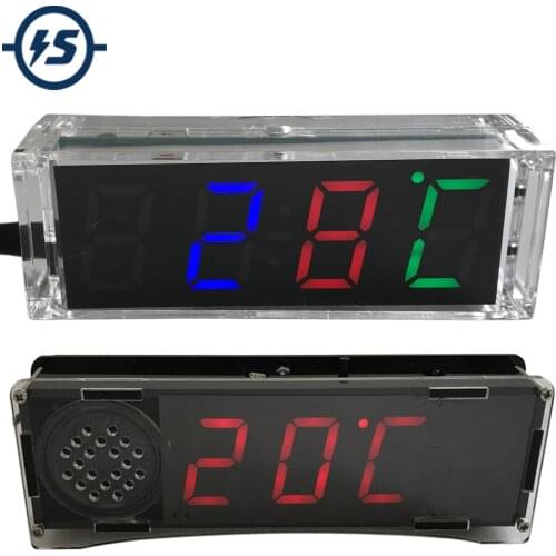 RGB Voice Digital Electronic Clock DIY Kit 5V Temperature Alarm 12/24H Time Date Home Clock