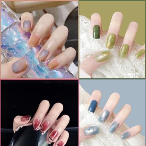 Nails Art Tips Crystal Fake Nail Press on False with Glue Designs Set Full Cover Artificial Box Short Display French Finished