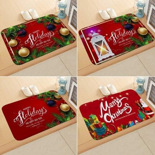 Christmas Floor Mat Santa Claus Elk Entrance Doormat Non-slip Kitchen Bathroom Rug Home Christmas Ornaments New Year Decoration