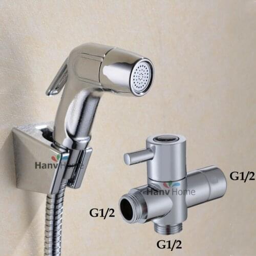 Toilet Bathroom ABS Handheld Diaper Sprayer Shower Set Shattaf Bidet Sprayer Douche kit+G1/2 T-adapter+ hose + wall bracket