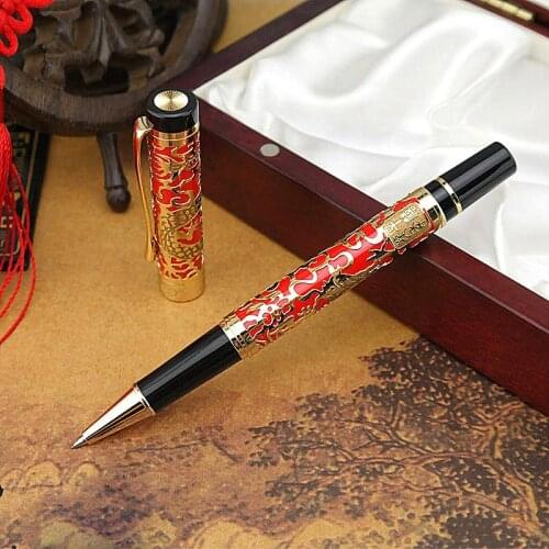 High quality brand JinHao 5000 Rollerball pen Cutout Relief Dragon Gloden Fluent signature switzerland Office Supplies ink pen