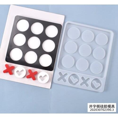 Crystal Epoxy Resin Silicone Mold Game Well-word Chess Mirror Silicone Mold DIY Jewelry Casting Molds Handmade Craft