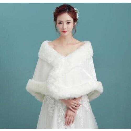 Bridal Shawl Faux Fur Wedding Stole Bolero Shrug Tippet Jacket Cape Fashion Trend Winter Coat
