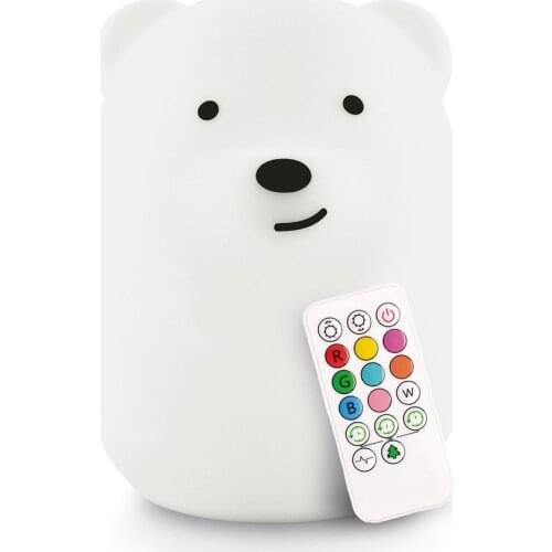 LED Night Light Bear Silicone Night Light Remote Control Dimmable USB Rechargeable Home Decor Children Baby Gift Bear Light