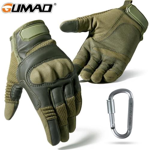 PU Leather Tactical Gloves Touch Screen Hard Shell Full Finger Glove Army Military Combat Airsoft Driving Bicycle Mittens Men