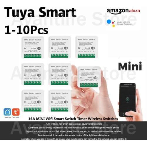 16A Tuya WiFi Smart Switch Led Light Smart Life Push Module DIY Supports 2 Way APP Voice Relay Timer Alexa Google Home