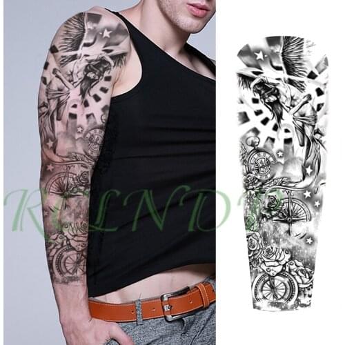 Waterproof Temporary Tattoo Sticker compass flower star light sexy girl wings full arm fake tatto flash tatoo for men women