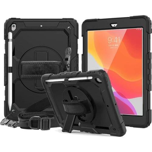 Tough armor cover Hand Strap Shoulder Strap 360 Rotatable Kickstand Protective Case for iPad 10.2 2020/2019/iPad 7th/iPad 8th