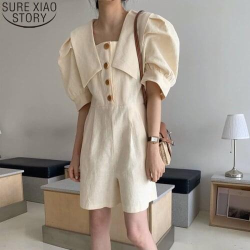 New Fashion 2021 Summer Button Pockets Romper Single-breasted Cool Jumpsuit Romper High Street Romper Women Clothing 15043