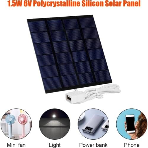 1.5W 6V USB Solar Panel Polysilicon Portable DIY Solar Charger Generator for Light Mobile Phone Battery