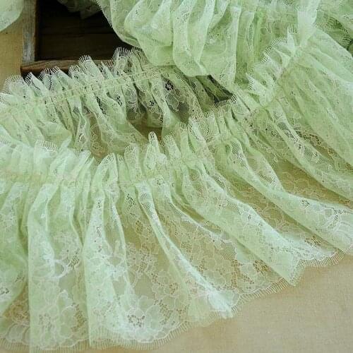 1M High Quality 3D Lace Fabric 20cm Mesh Elastic Lace Collar Ribbon DIY Sewing Guipure Craft Green Lace Fabric For Dresses KG03