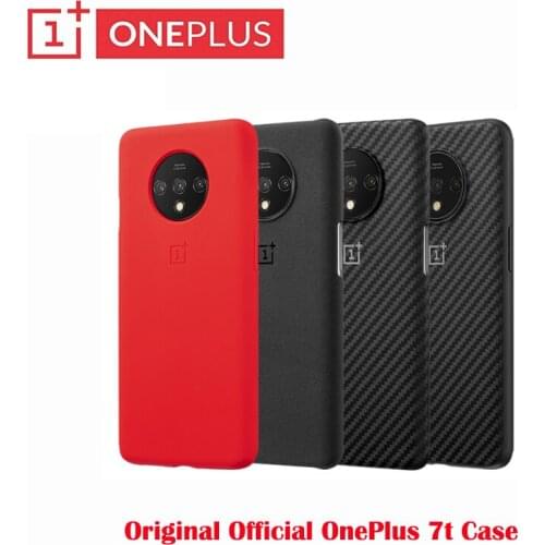 100% Original Official OnePlus Bamper Case For OnePlus 7T Standstone/Silicon/Karbon Genuine Protective Case Back Skin Cover Case