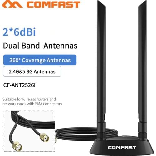 2.4G +5G Antennas 12dbi Wireless RP-SMA Connector wifi antenna Booster High Gain Amplifier WLAN Router for Wifi Router Card