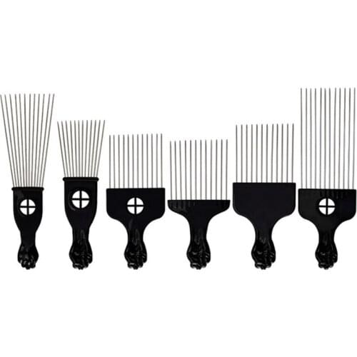 6Pcs Wide Teeth Brush Pick Comb Fork Hairbrush Insert Hair Pick Comb Plastic Gear Comb for Curly Afro Hair Styling Tools
