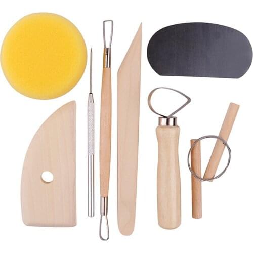 8 Piece Set Wooden Clay Ceramics Molding Tools Wood Pottery Trimming Tools