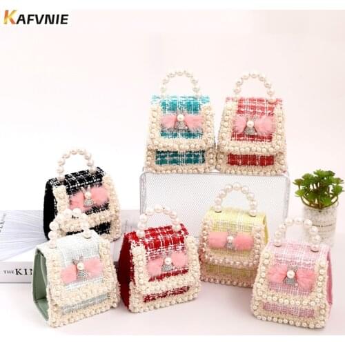 KAFVNIE Children Mini HandBag Rabbit Wool Shoulder Bag High End PU Party Handbag Kid Evening Party Purse Bags Wholesale