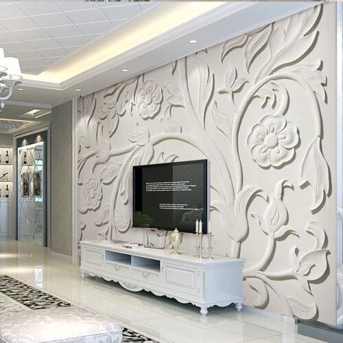 HD Custom Mural Embossed Flower Murals for TV Background Living Room 3d Photo Murals Wallpaper Removable 3d Murals