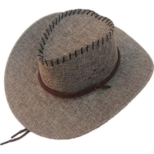 Cowboy hat imitation hemp western cowboy hat mens rider hat панама fedora hat Panama rope accessories
