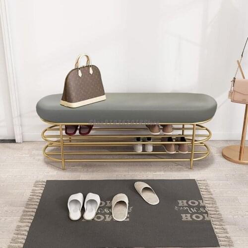 Light Luxury Shoes Changing Stool Entry Bench With Shoe Cabinet Soft Bag Cushion At The Door