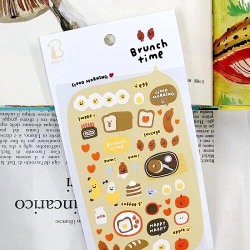 Brunch Time Cute Korean Stickers Scrapbooking Accessories Journaling Collage Material Bread Baking Design Phone Diary Decoration