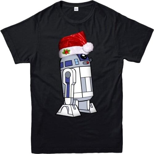 Fashion R2-D2 Robot Christmas Hat Xmas Festive T-Shirt. Summer Cotton O-Neck Short Sleeve Mens T Shirt New Size S-3XL