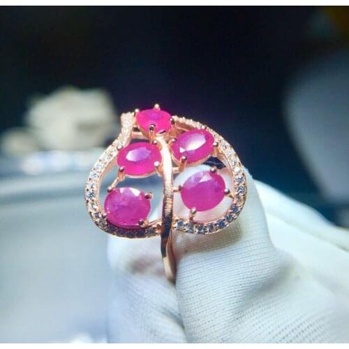 Fashion Ruby ring Free shipping Natural and real ruby 925 sterling silver Fine jewelry 4*6mm