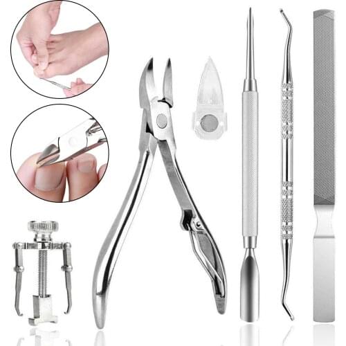 6pcs/Set Cuticle Remover Kit Nail Clipper Trimmer for Cuticle Ingrown Nails Pedicure & Manicure Corrector Fixer Foot Care Tool
