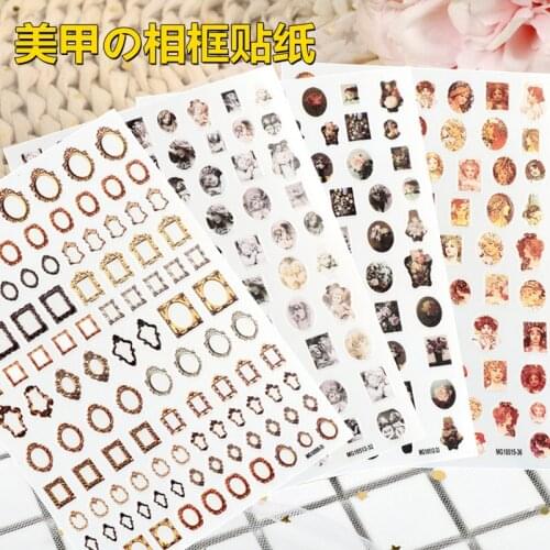 Nail Art Sticker Angel Cupid Small Pattern Personality Retro Photo Frame Adhesive Waterproof Flower Nail Sticker Adornment Women