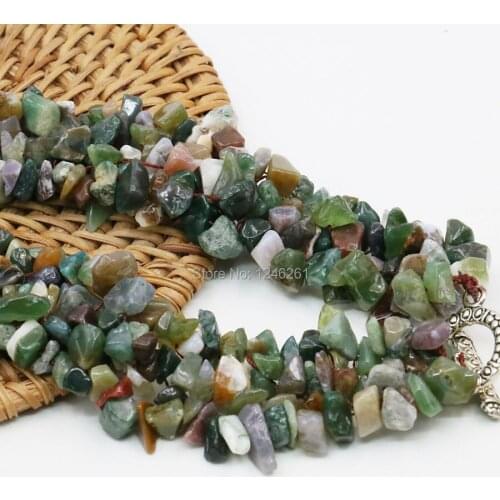 Natural India Onyx Irregular Beads 3Rows Necklace Chain Jewelry Making Girls Party Gifts 15inch Lucky Stone Gems Christmas gifts