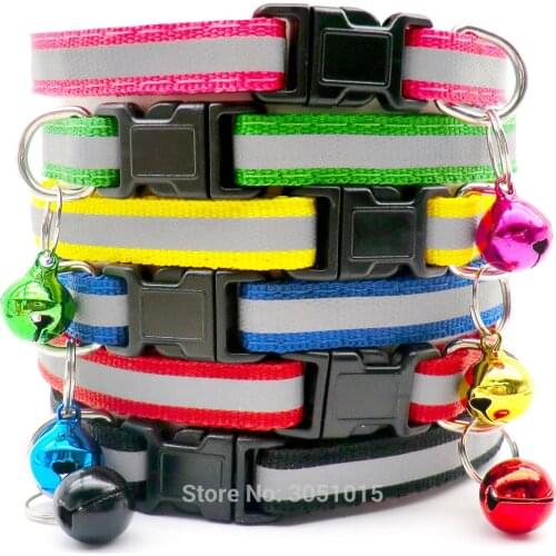 Wholesale 100PCS Safety Reflective Collar Adjustable For Dog Puppy Cat Pet Collars Dog Collar Puppy Accessories dogs collars