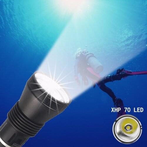 Topcom XHP70 Professional LED Diving Flashlight IP68 Power Light Diving Light Underwater 50m Spearfishing Light With Tail Rope