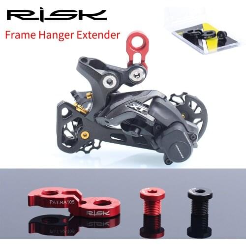 RiskRA105 MTB Moutian Bike Carbon Fram Rear Hook Extender Road Bicycle Titanium Alloy Tail Derailleur Hook Carbon Fram Extension