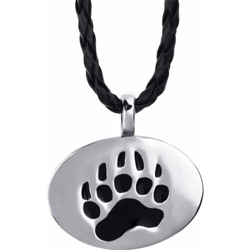 Runes Bear Claw Pendant Necklace Black Cord Round Pendents for Men Fashion Cute Anime Jewelry Collars Friendship bijouterie