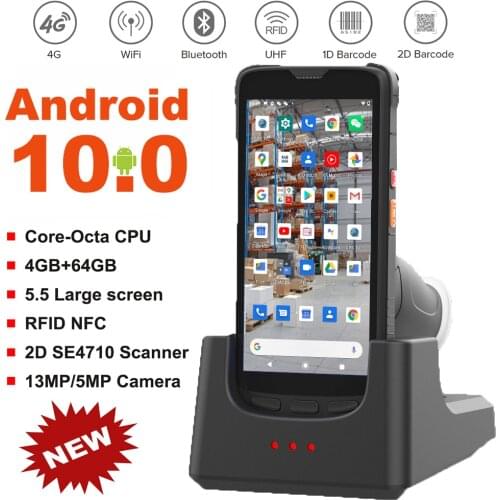 Rugged Android 10 4G+64G Handheld PDA Scanner 1D 2D Barcode Reader 4G WiFi Bluetooth GPS Warehouse PDA Data Collector Inventory
