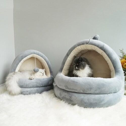 Pet Cat Sleeping Bag Nest Cave Bed Soft Polar Fleece Dog Beds Puppy Kennel House For Cats Winter Warm Pet Heated Mat Small Dog