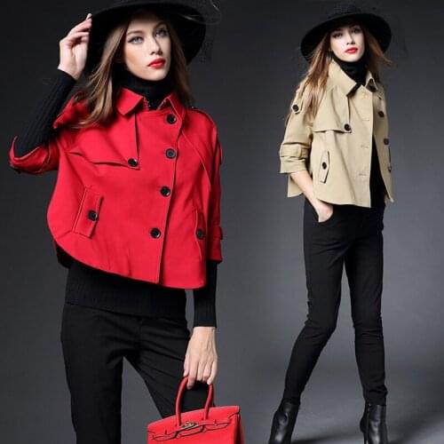 Trench coat long spring waterfall runway dust coats women 2019 plus size double breasted female ladies windbreaker red Loose